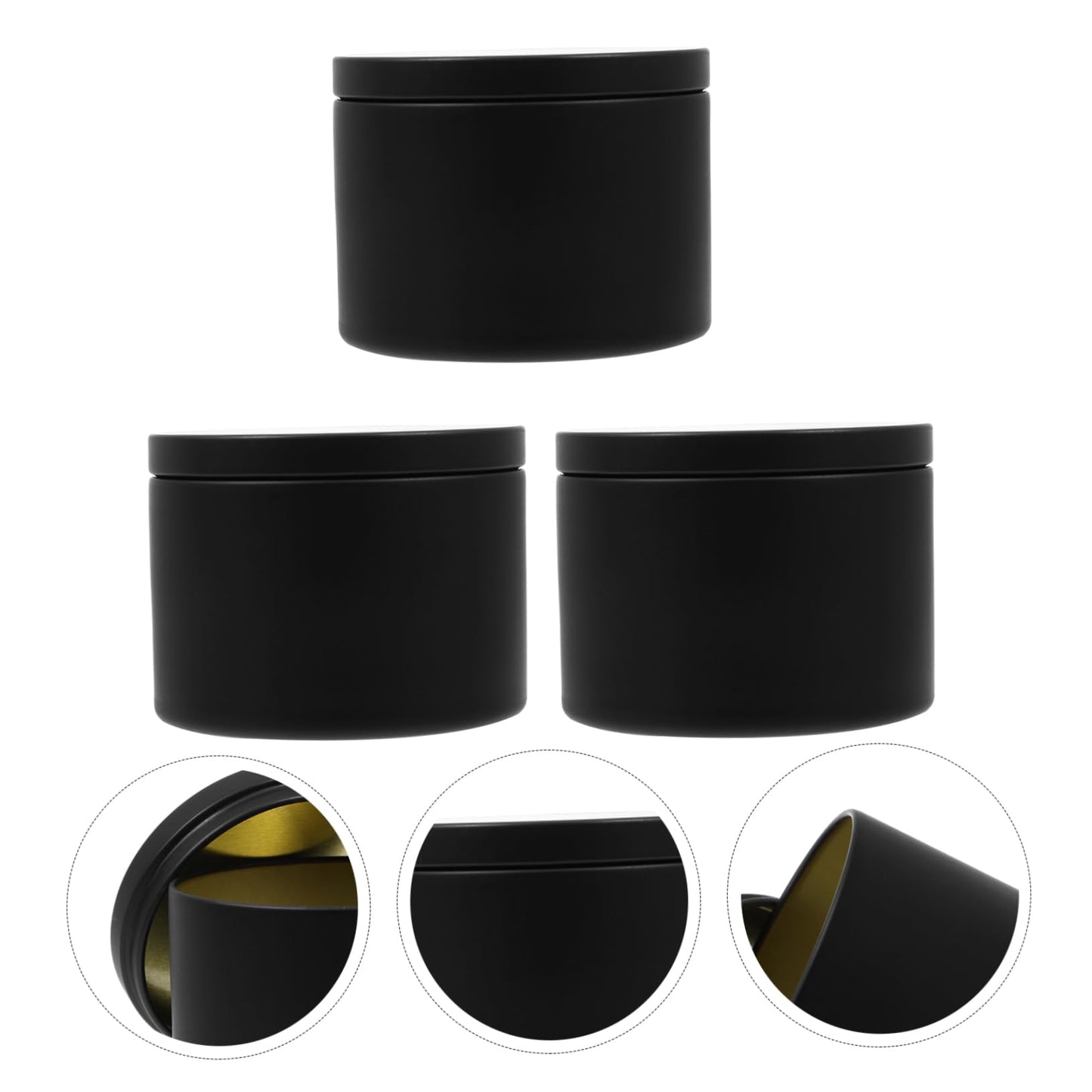 OHPHCALL 3pcs Metal Candle Jars Lids Practical Iron Candle Containers for Home Decor Parties and Weddings Elegant and Reusable Storage for Candies