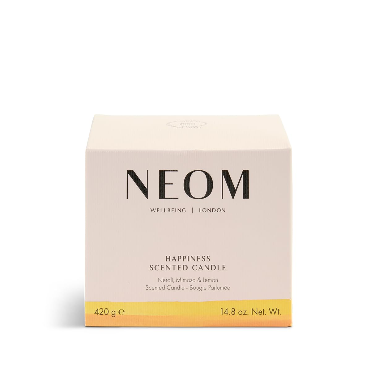 NEOM- Happiness Scented Candle, 3 Wick | Essential Oil Aromatherapy Candle | Neroli, Mimosa & Lemon | Scent to Make You Happy