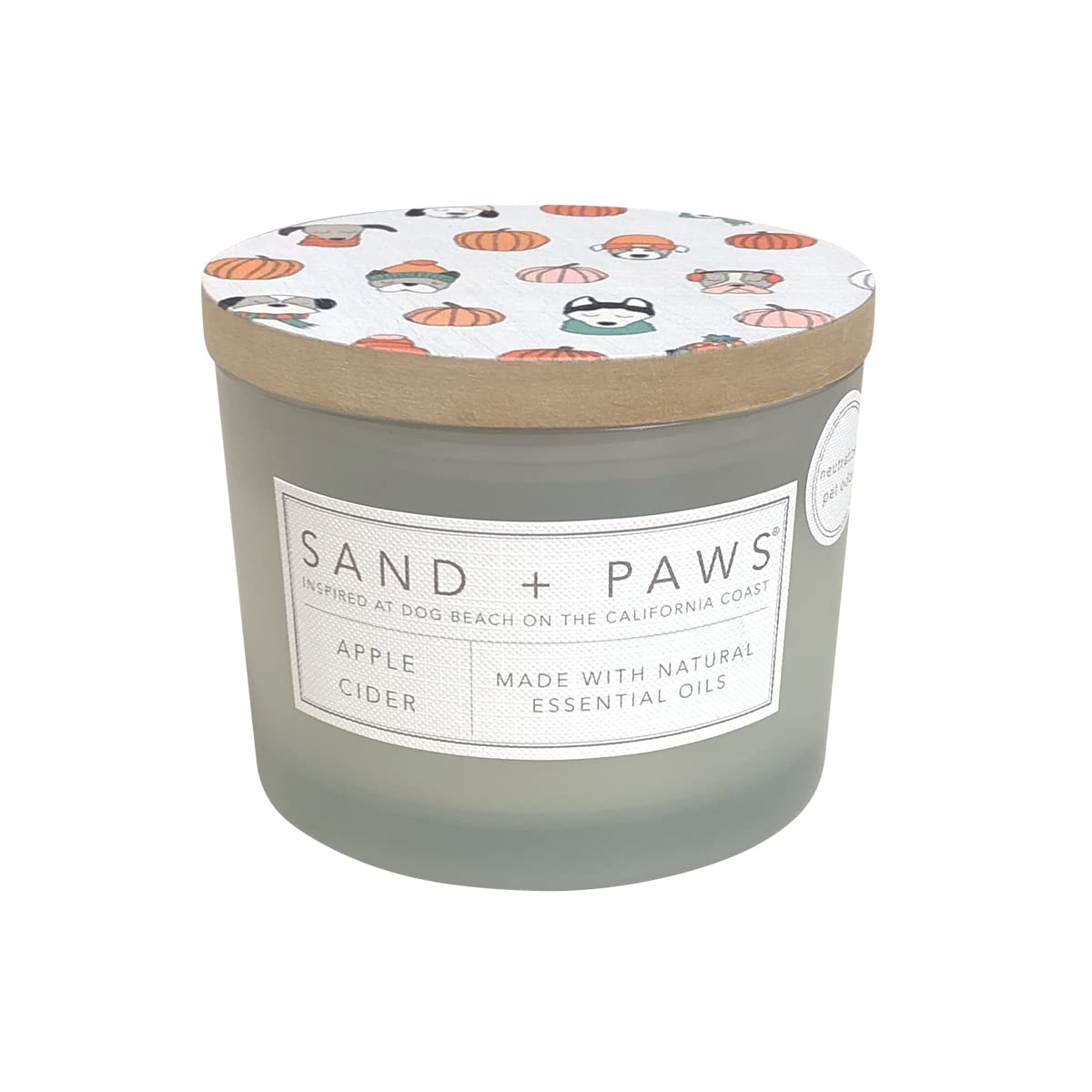 Sand + Paws Scented Candle - Apple Cider - Additional Scents and Sizes –Luxurious Air Freshening Jar Candles Neutralize pet Odors and Enhance Home décor – 100% Cotton Lead-Free Wicks - 12 oz