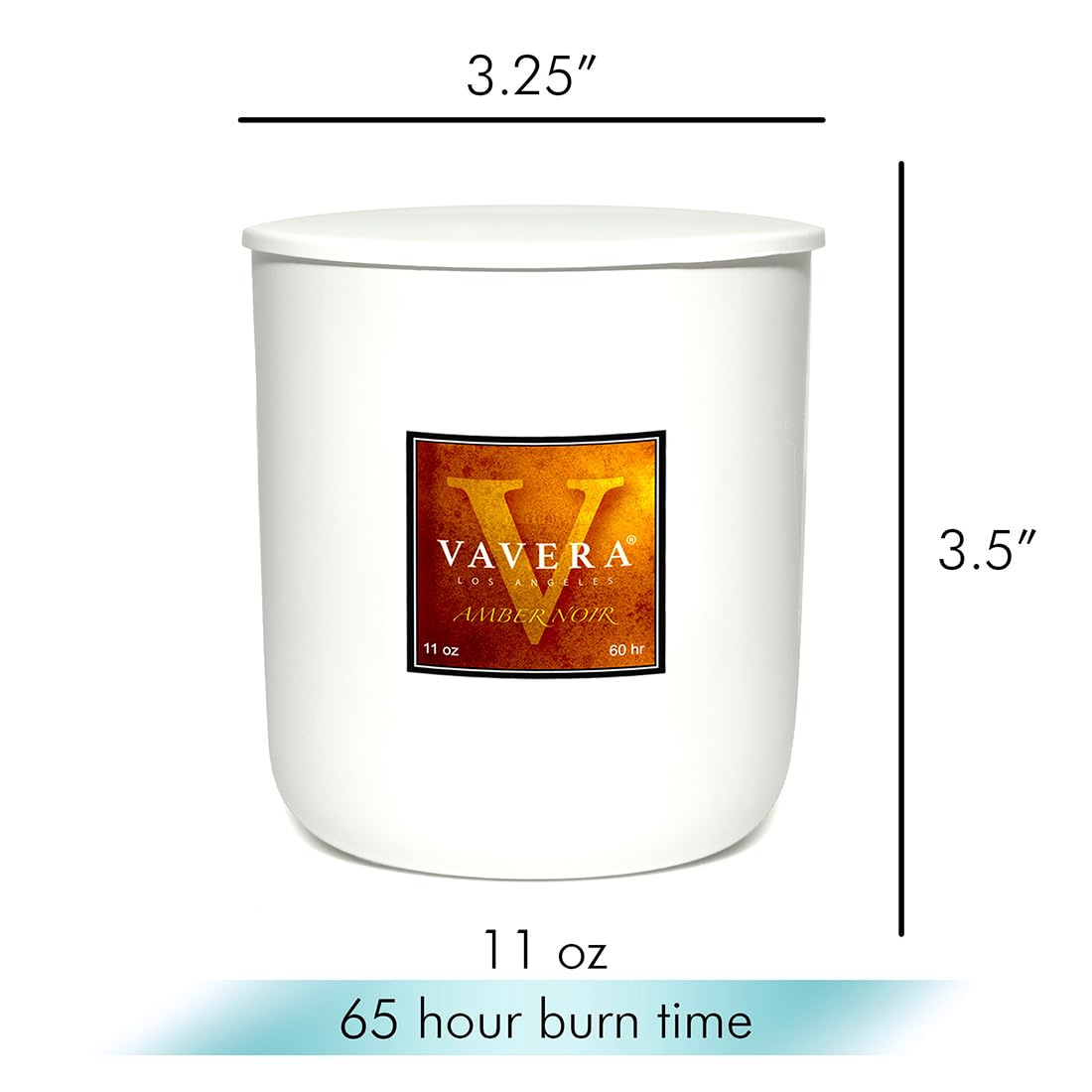VAVERA Amber Noir Wood Wick Candles that Crackle, 11oz Matte White w/lid, A Sultry Amber Delight Soy Candles. Mothers Day Gifts for Women or Men! Soy, Vegan, Non Toxic. Hand-Crafted in USA.