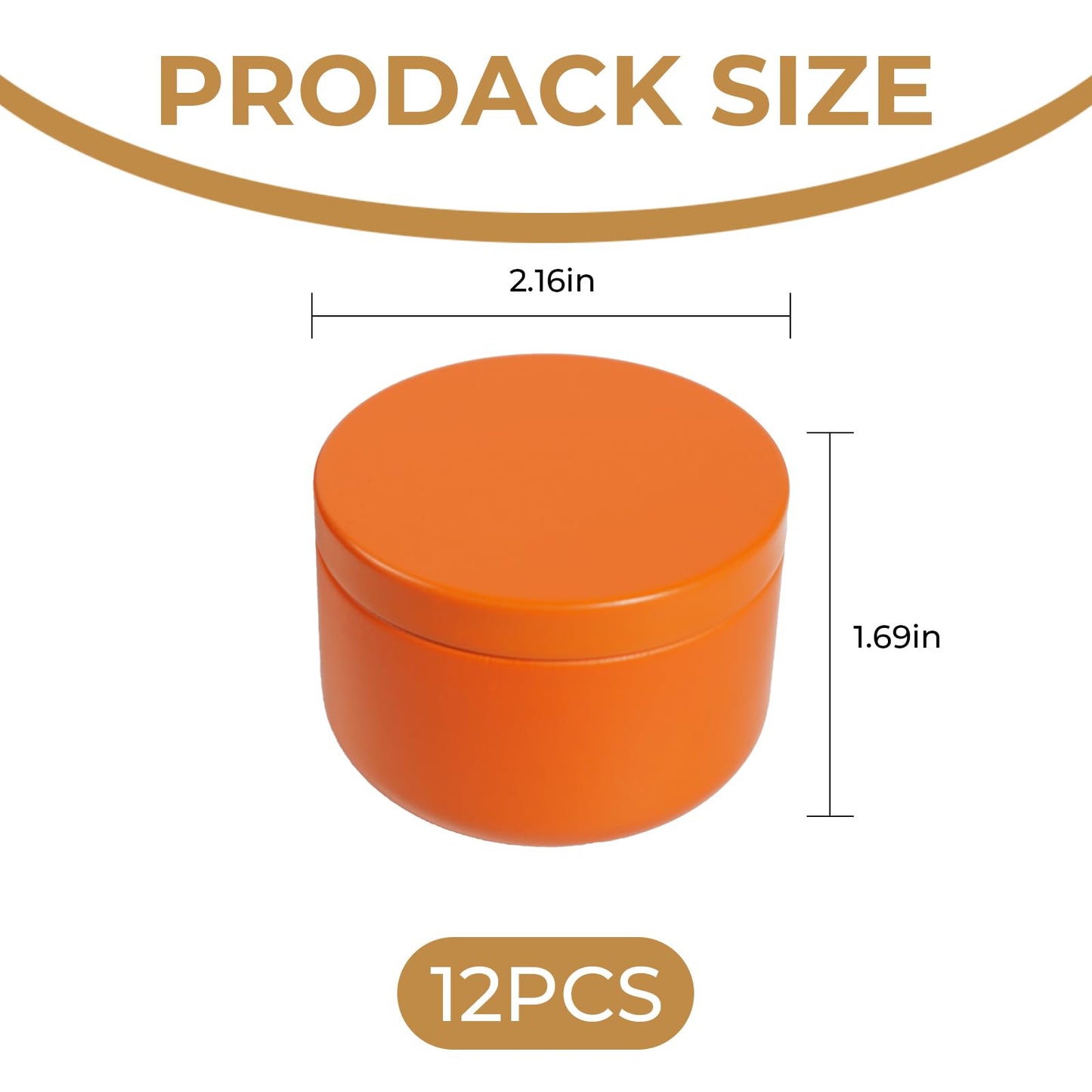 12 Pack 3 oz Candle Tins with Lids,Round Metal Candle Jars for Candle Making,Bulk Empty Tins Containers for DIY Crafts Christmas Gifts Small Business Supplies–Airtight Storage Jars (Orange)