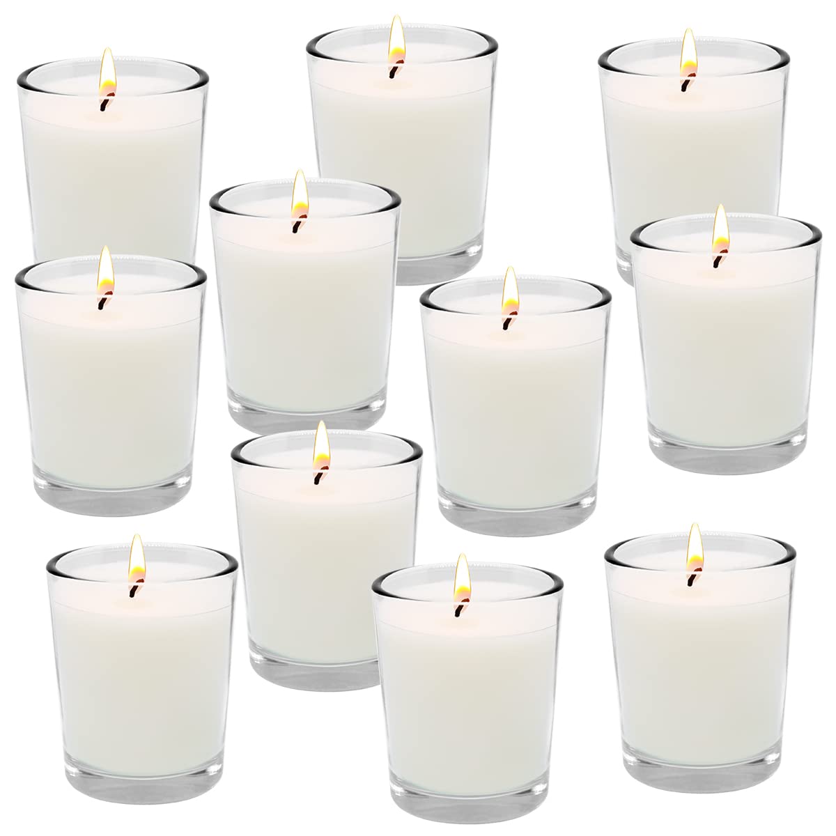 Haoson Unscented White Votive Candles in Glass 20 Packs Small Soy Wax Votives for Wedding Party Dinner Table