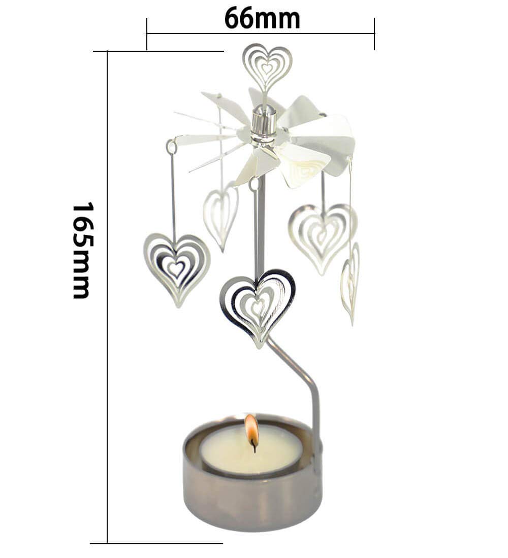 Rotary Candle Holder Spinning Candleholder Metal Small Gift (Heart)