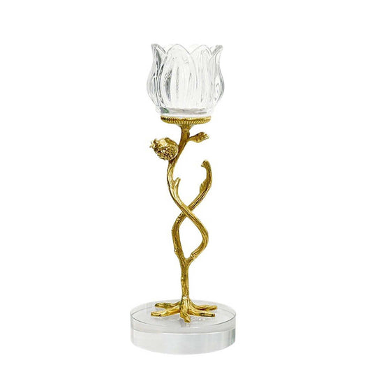 Candlesticks, Luxurious Crystal Glass candlesticks with a Sturdy Base, Suitable for Table Decorations, Wedding Decorations, Living Room Fireplace mantels