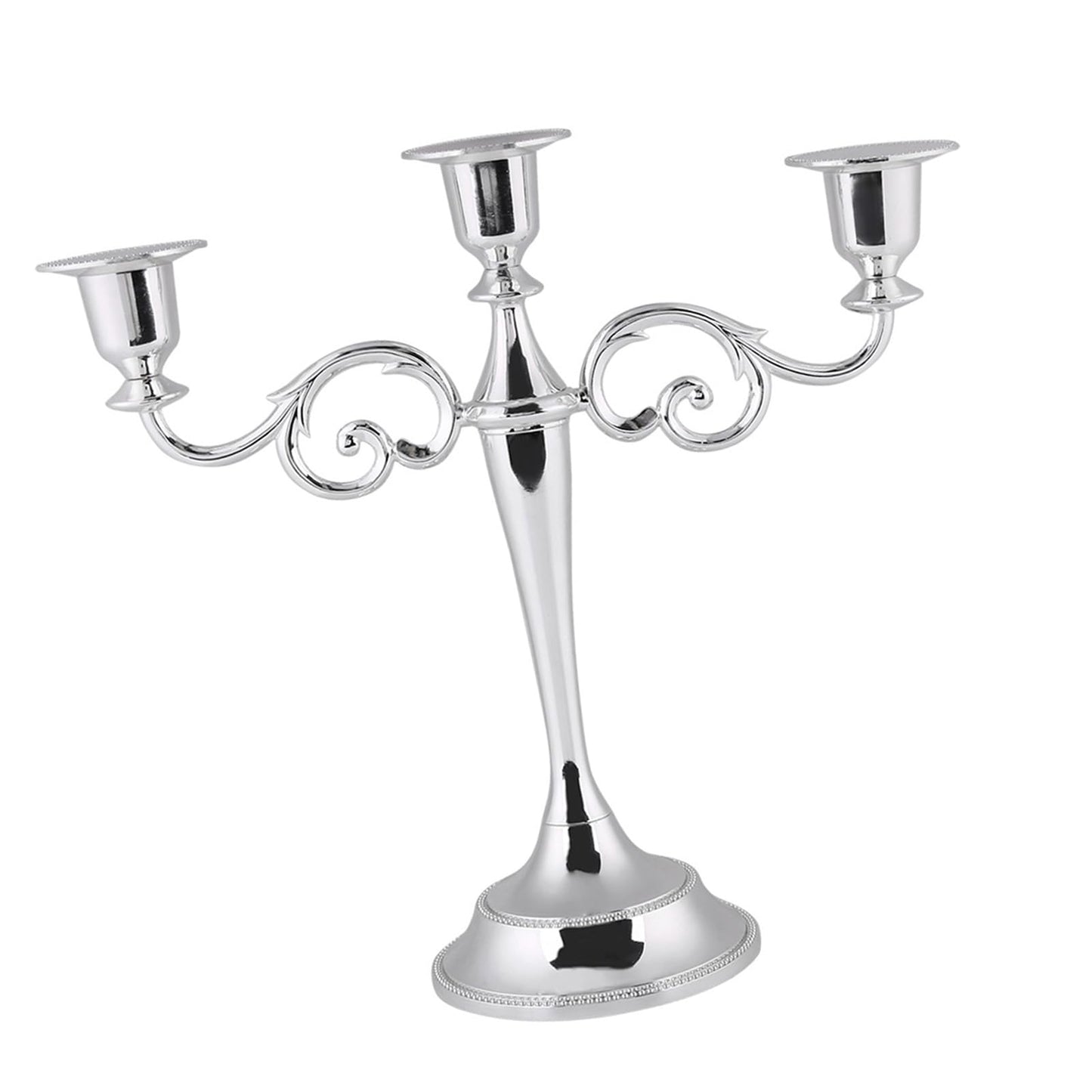 Sonew Premium 3 Arms Metal Candle Holder European Candelabra for Weddings & Home Decor (Silver)