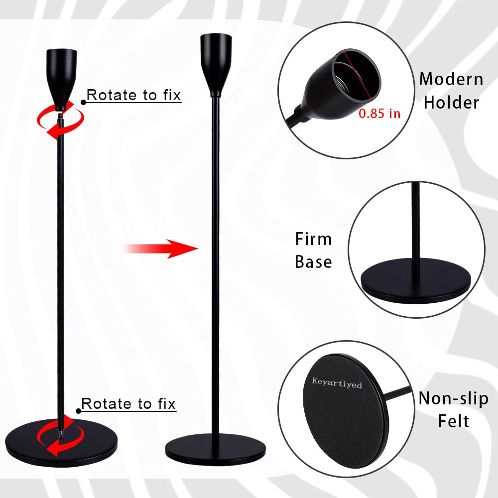 Candle Holder Black Candlestick Holders Set of 3 for Taper Candles, Matte Metal Candle Holders for Wedding Anniversary Party Mother's Day Dining Table Centerpiece Home Decoration