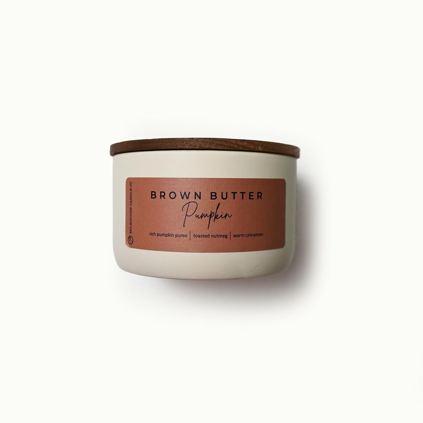 Milkhouse Candle Company Brown Butter Pumpkin Soy Candle - Rich Pumpkin Puree | Toasted Nutmeg | Warm Cinnamon Scented - 10 oz Signature Statement Candle with Lid, 20+ Hour Burn Time, Made in the USA