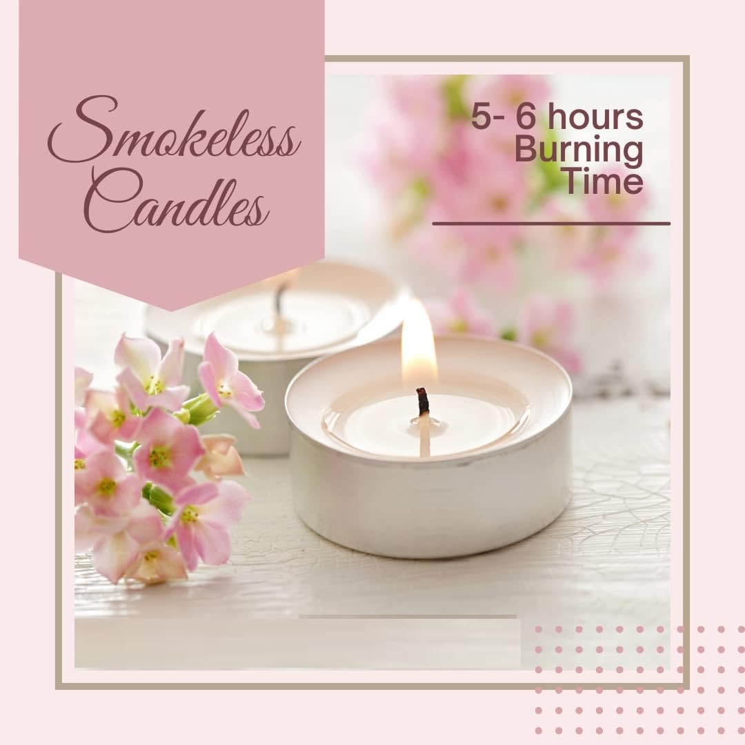 Long Burning Tea Light Candles, 30 Count, 22 Gram Each, 5-6 Hours Burn Time