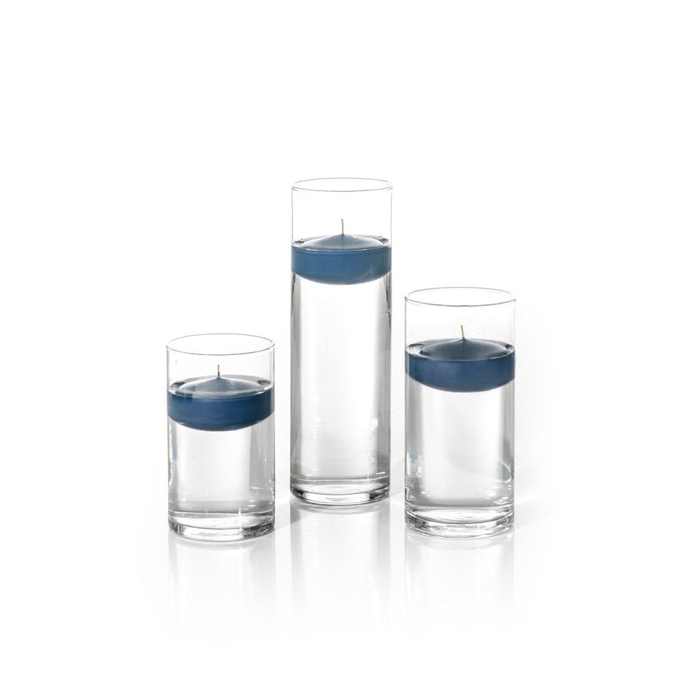 yummi Set of 18 Floating Candles and Cylinder Vases - Sapphire