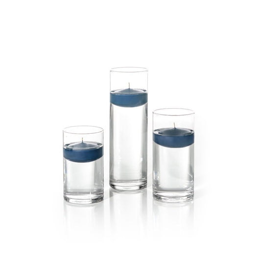 yummi Set of 18 Floating Candles and Cylinder Vases - Sapphire