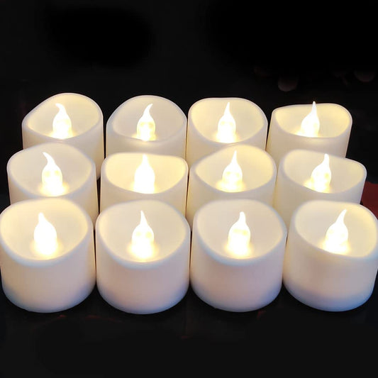 Anziner Flickering Flameless Led Tealight Candles with Timer, 6 Hours On and 18 Hours Off in 24 Hours Cycle Automatically Battery Votive Candles for Home Decoration,12 Pack,Warm White