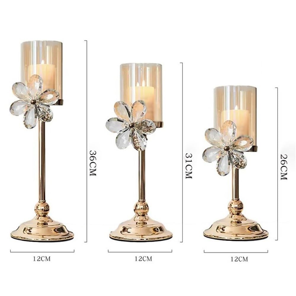 YUHUAWF Candle Holderss Light Luxury Crystal Petal Glass Candlestick Retro Table Decoration Ornaments Candle Holder Decorative Candlestick(Clear,Small)
