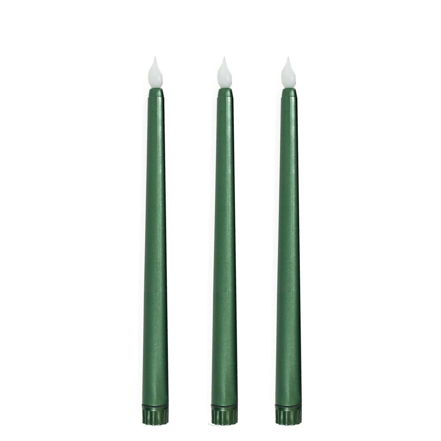 Efavormart Set of 3 | 11" Hunter Emerald Green Flameless LED Taper Candles, Warm Flickering Battery Operated Candles for Christmas & Forest Theme Decor