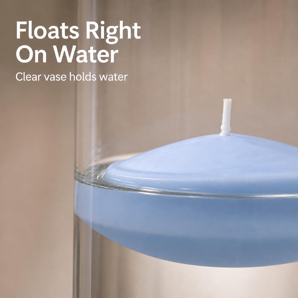 yummi Set of 18 Floating Candles and Cylinder Vases - Periwinkle Blue