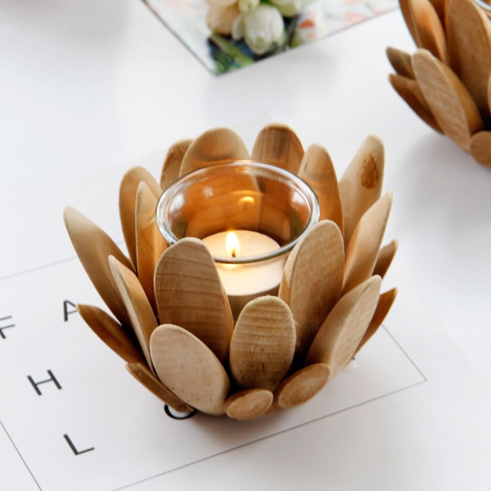 Candlestick Holders Candle Holder Nordic Wooden Petal Candle Holder Modern Farmhouse Style Home Room Desktop Candlestick Decoration Ornaments Candle Holders