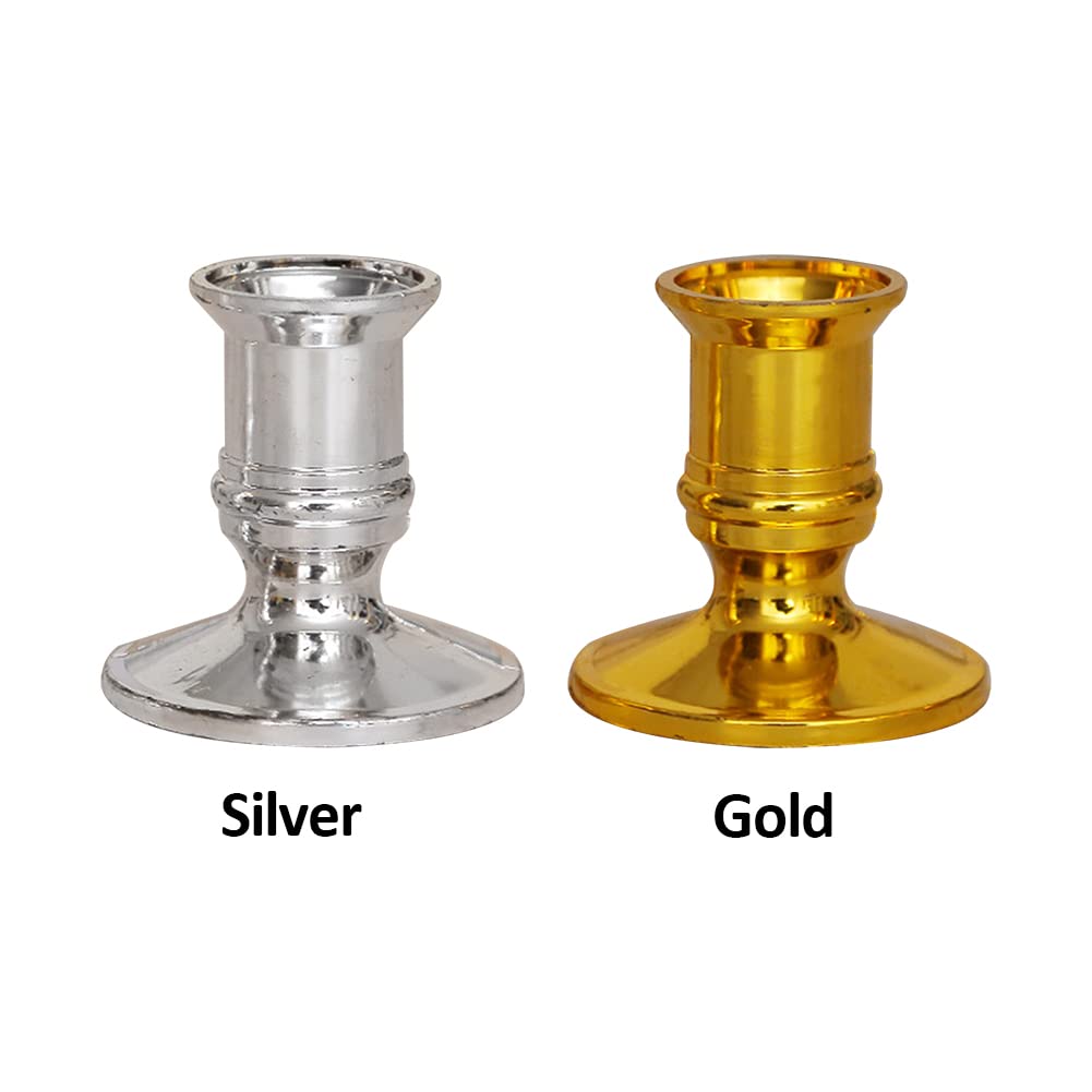 CALIDAKA 20pcs Taper Candle Holders - Gold/Silver Pillar Candle Stand for Table Centerpiece, Wedding, Party Festival Decor