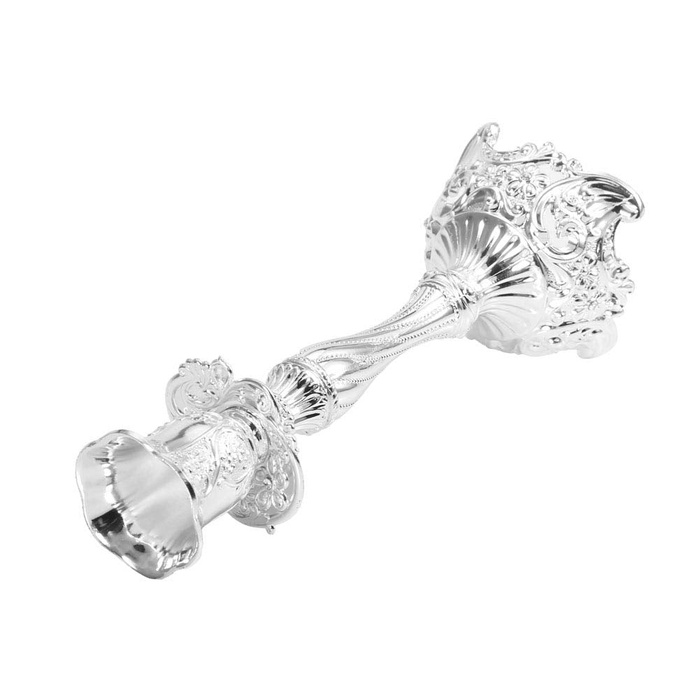 Generic Silver Metal Candlestick Holder Vintage European Style Candle Holder Set for Weddings Holidays Romantic Dinners Alloy 2 Pieces 7.3in