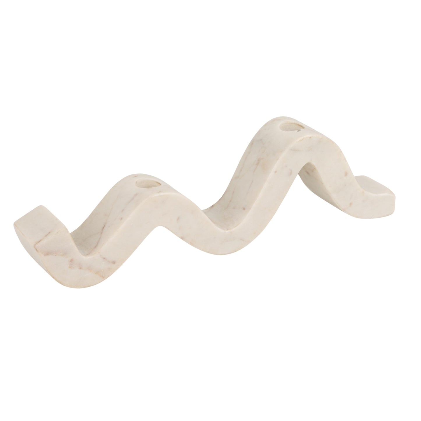 Bloomingville Marble Wave Double Taper Candle Holder, White