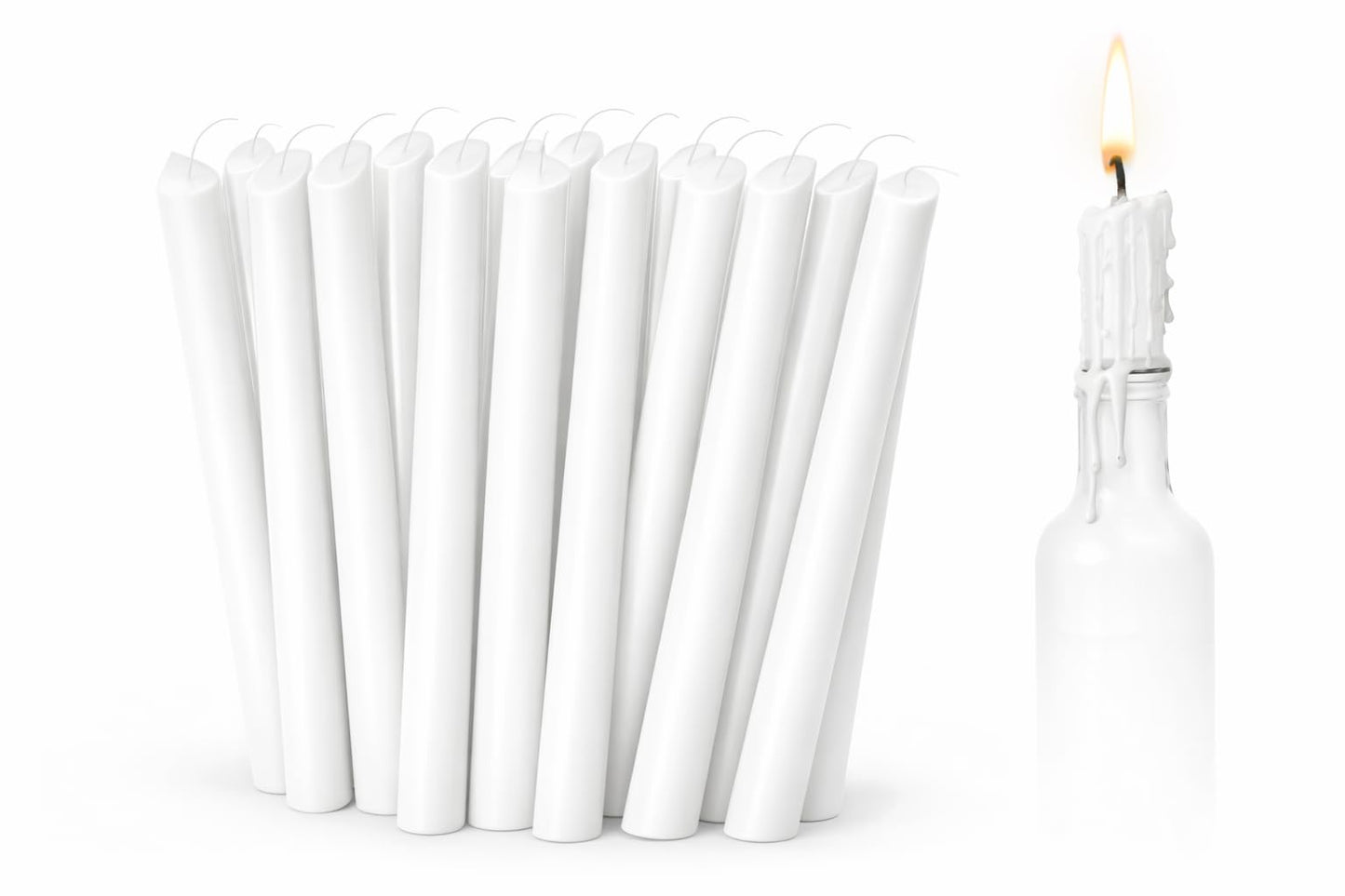 Funny Guy Mugs Unscented Drip Candles 24 Pack White Dripping Wax Candles, 6.5" Tapers for Bottle Drip Decor & Statement Centerpiece