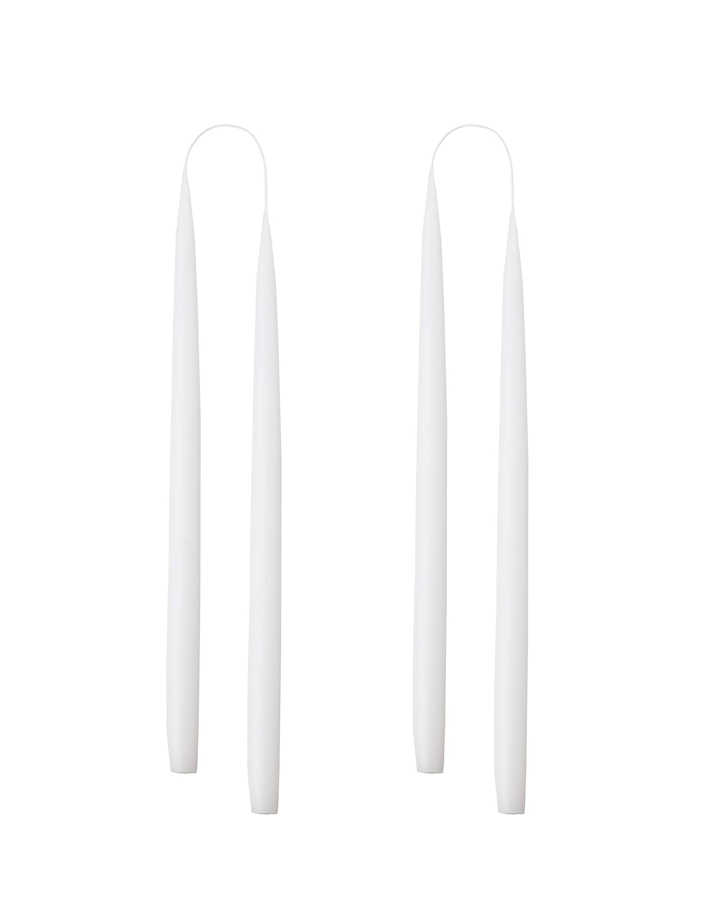 Kunstindustrien® White Taper Candles – Set of 4, 13.8" – Made in Denmark, Long Burning Candles 15h, Unscented & Smokeless Candlesticks – Elegant Tall Candles for Weddings, Dinners & Home Decor (White)