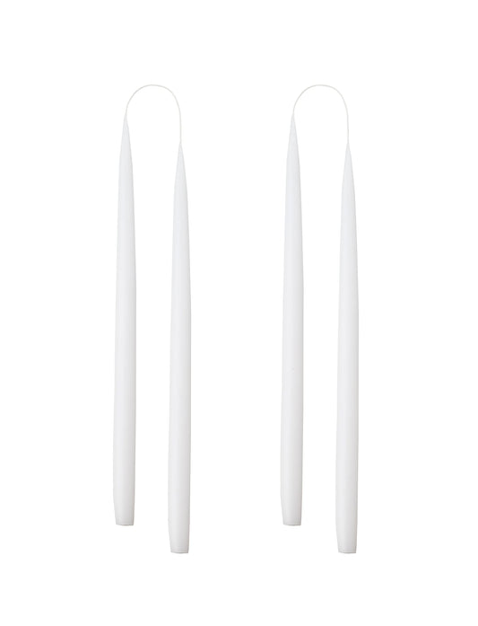 Kunstindustrien® White Taper Candles – Set of 4, 13.8" – Made in Denmark, Long Burning Candles 15h, Unscented & Smokeless Candlesticks – Elegant Tall Candles for Weddings, Dinners & Home Decor (White)