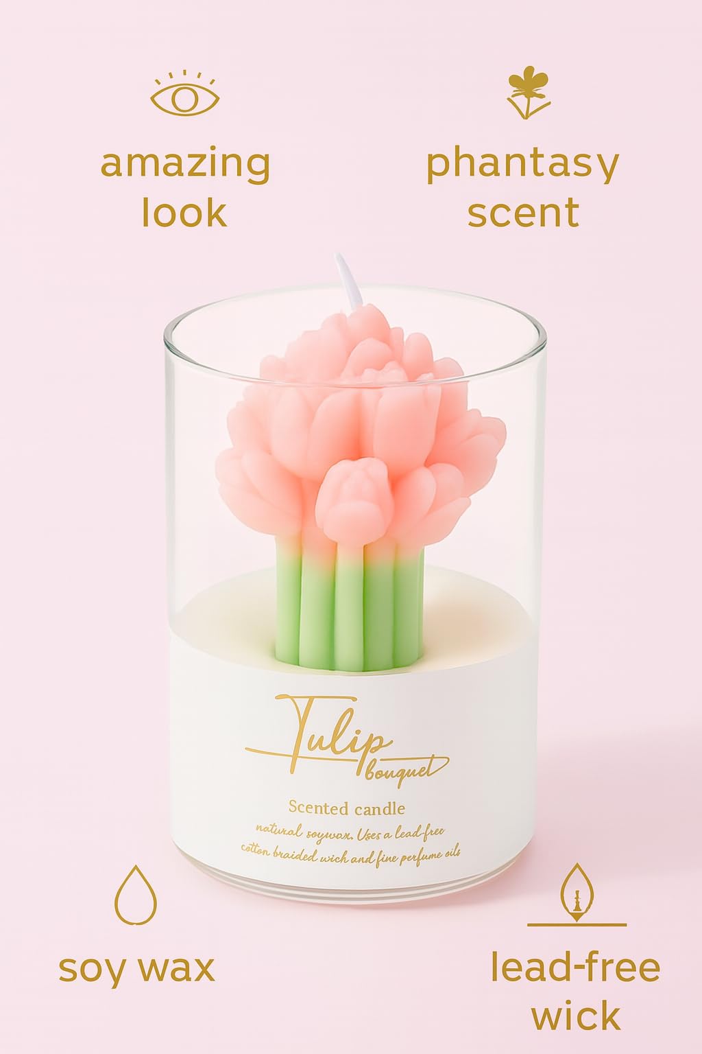Verdyn Orange Flower Shape Soy Wax Scented Candles 100% Natural Soy Wax | Relaxing Aromatherapy Candle | Housewarming Gift for Women & Men | Decoration Table Candles | Warm & Decorative Candles