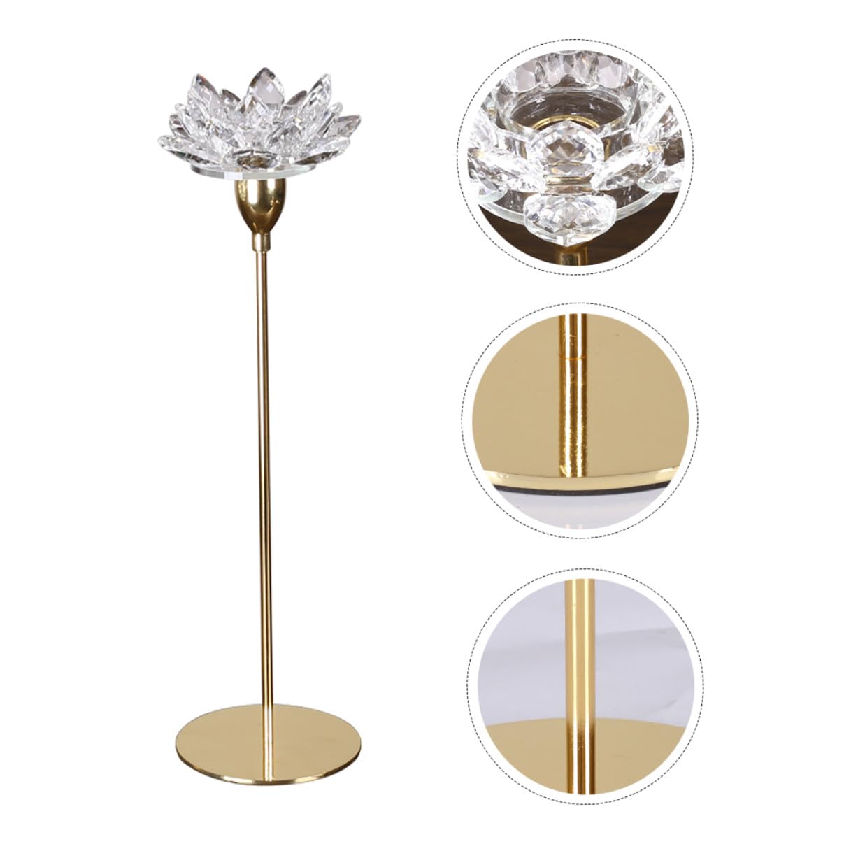 Abaodam Simple Metal Candle Stand Crystal Lotus Candle Holder Small Gold Decorative Candlestick for Dining Room Romantic Home Décor