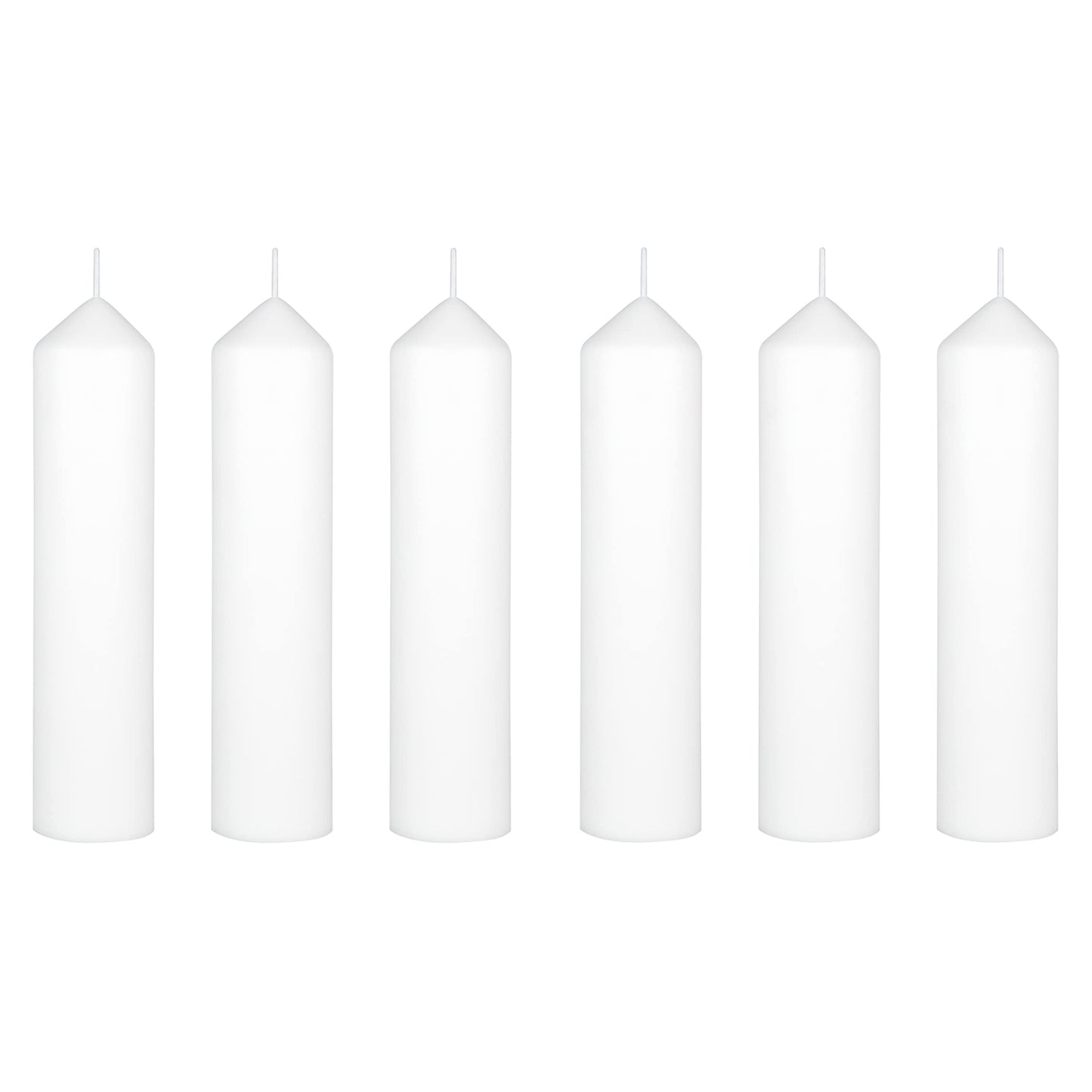 Mega Candles 6 pcs Unscented Round Dome Top White Pillar Candles, Low Cost Single Use Event Wax Candle 2 Inch x 9 Inch, Ideal for Weddings, Parties, Events, Occasions, Florists, Prayers, Vigils