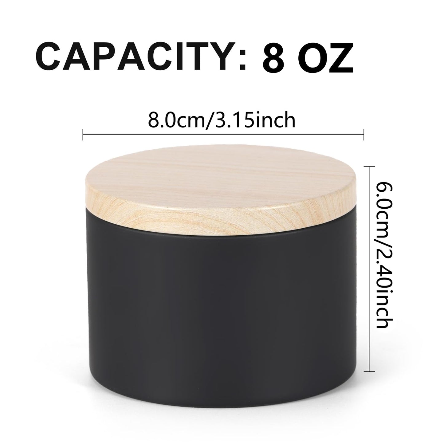 SONVIIBOX 24 PCS 8oz Candle Tins, Black tins with Wood-Grain Metal lids,Candle Jars for Making Candles Bulk,8oz Candle Jars,Tin Jars for Candle Making
