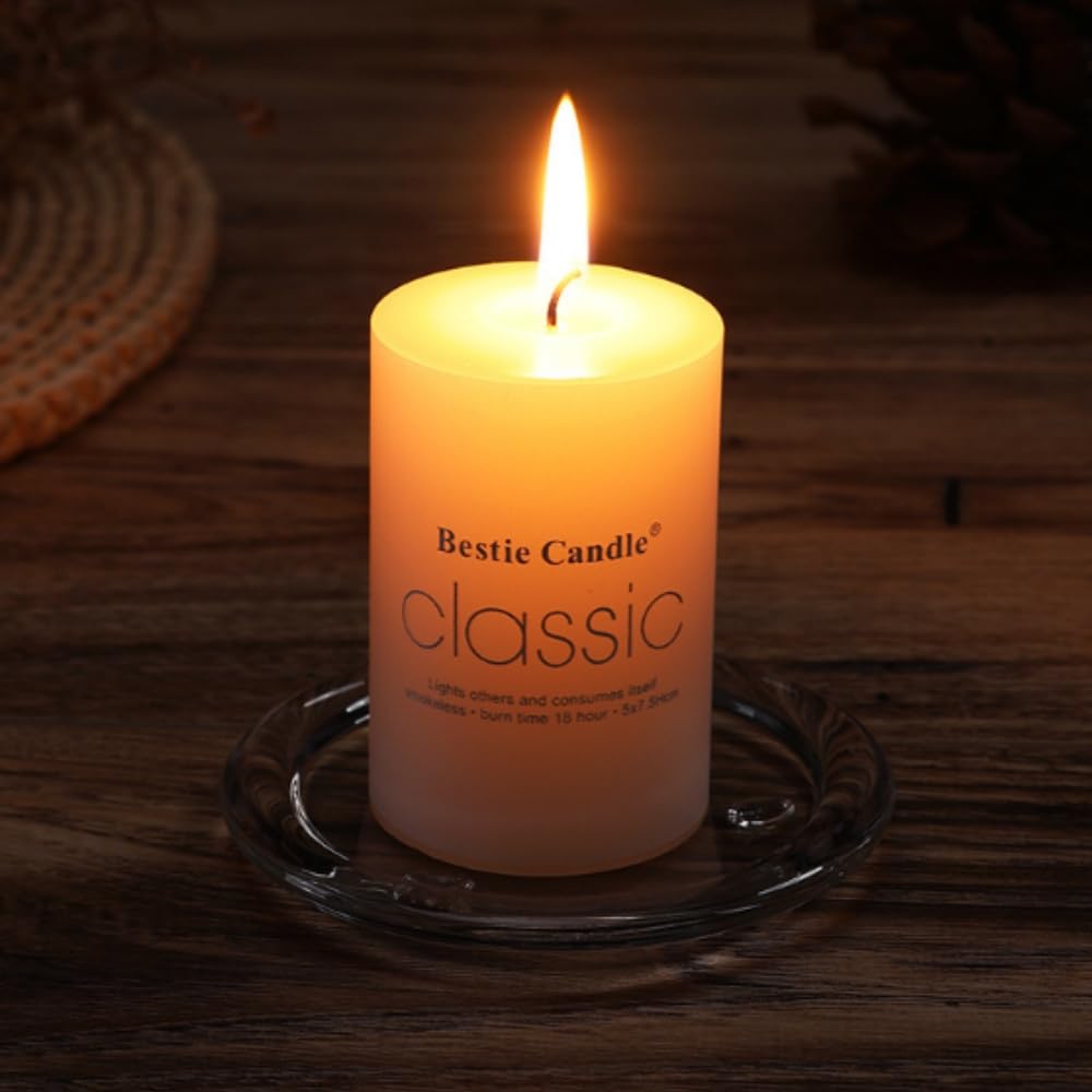 8 Pack 2x2Inch Hand Poured White Dripless Pillar Candles, Ivory， Soy Jasmine Scented Candles, Non-Toxic, Smokeless, Long Burning, for Home Decor, Dining Table, Party, Romantic Mood Lighting