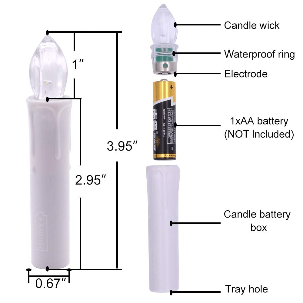 HANNAHONG 10 PCS Flamless Taper Fake Candles,Battery Operated LED Window Flickering Lights with Timer Remote, Perfect for Christmas Holiday Home Party Decoration, Warm White