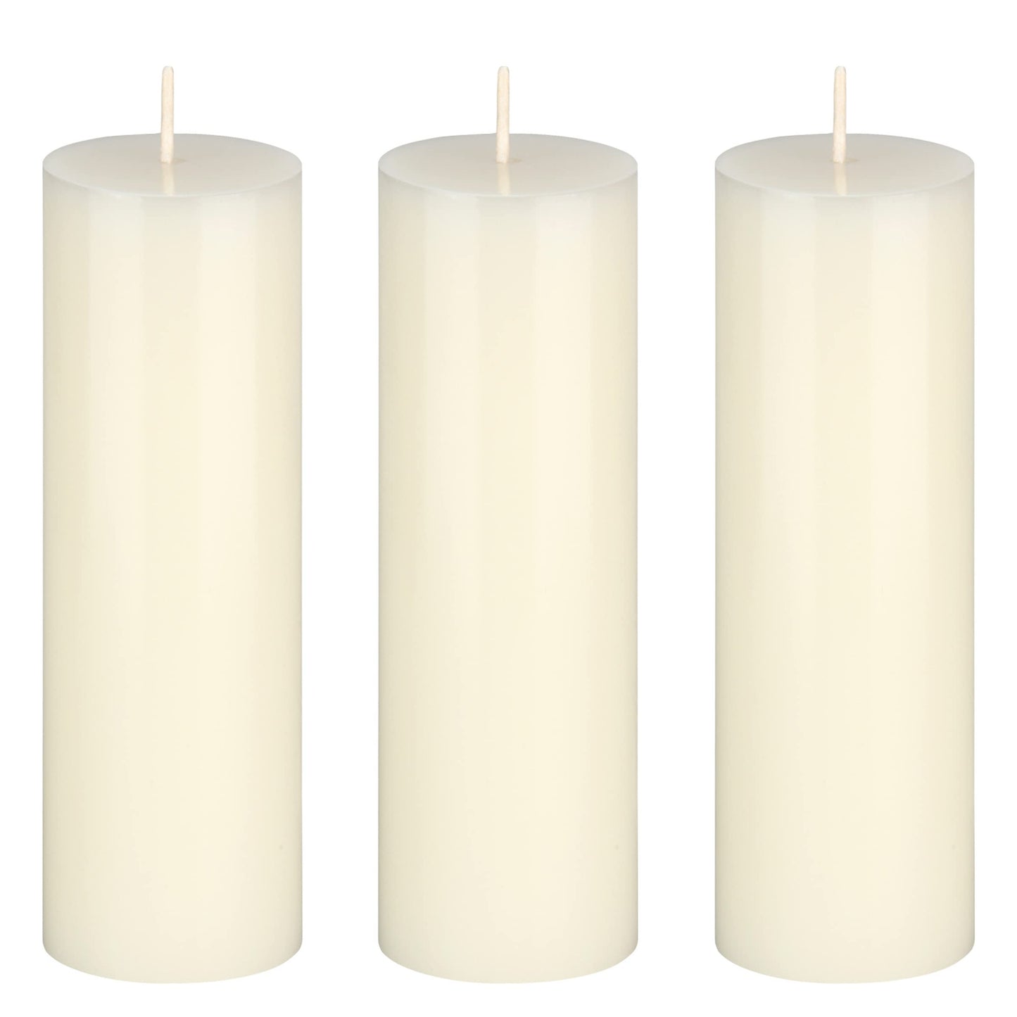 Mega Candles 3 pcs Unscented Solid Ivory Pillar Candles, Hand Poured Premium Wax Candle 2 Inch x 6 Inch, Home Décor, Spas, Weddings, Occasions, Party, Centerpieces, Holidays, Vigils, Prayers