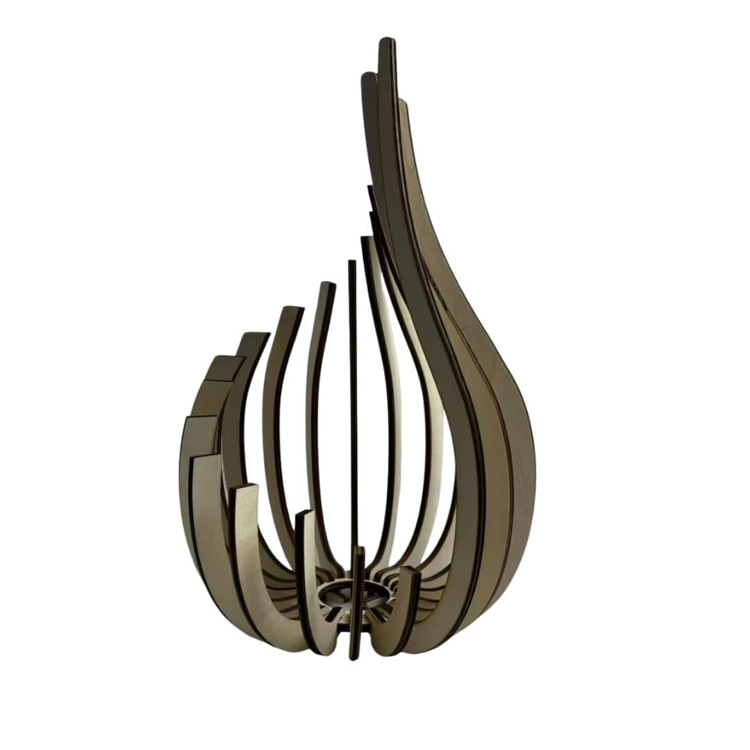 Wooden Tealight Candle Holder, Modern Teardrop Shape Decorative Wood Lantern, Tabletop Candle Stand for Home Décor, Living Room, Bedroom, Dining Table (Small/Medium/Large) (L)