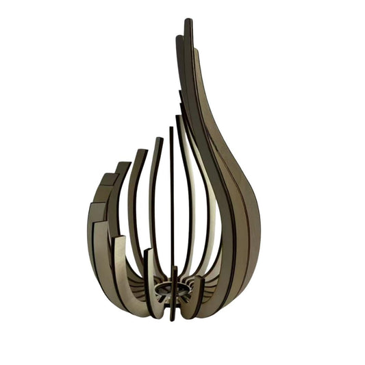 Wooden Tealight Candle Holder, Modern Teardrop Shape Decorative Wood Lantern, Tabletop Candle Stand for Home Décor, Living Room, Bedroom, Dining Table (Small/Medium/Large) (L)