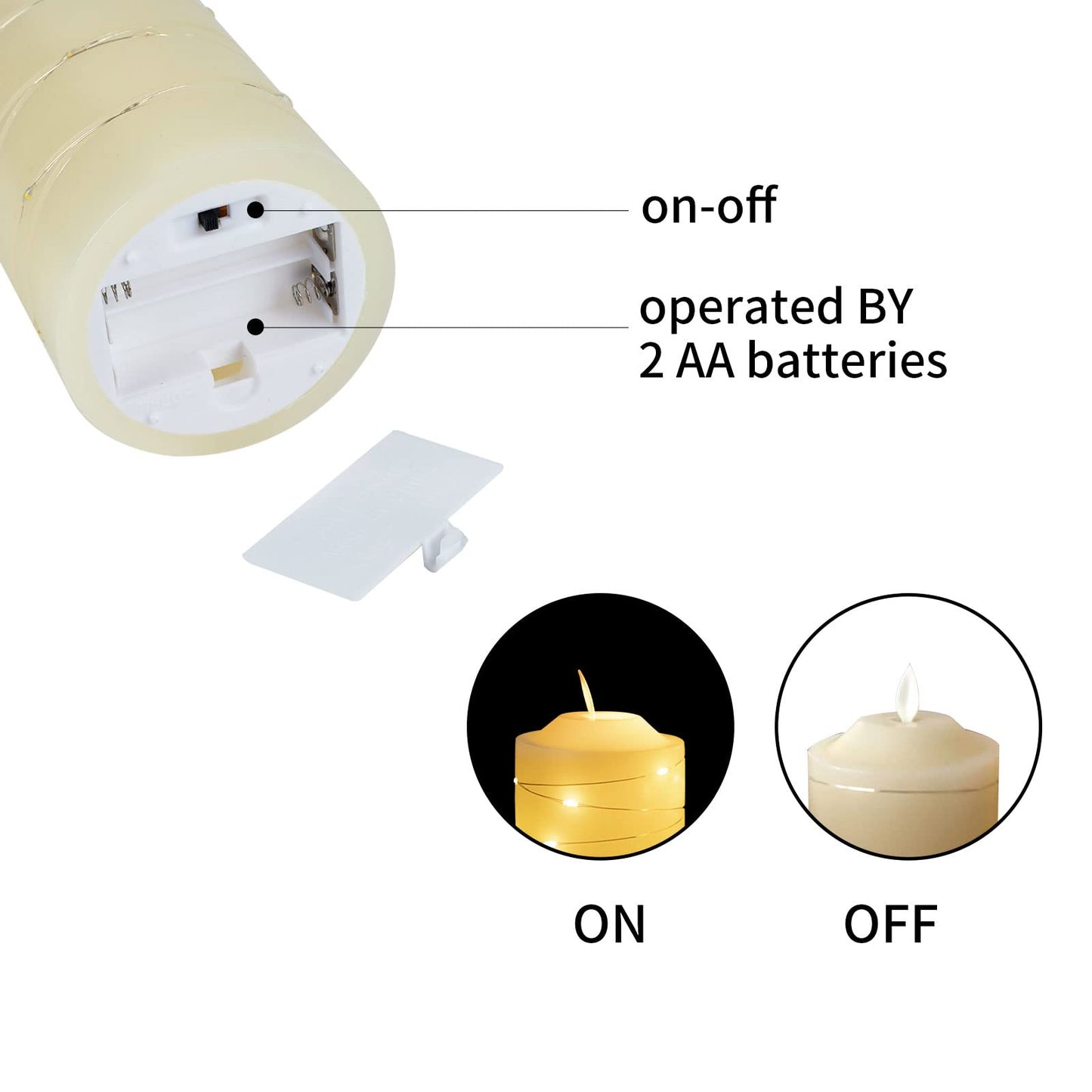 Battery Operated Flameless LED Candles: with Embedded String Lights, 3 Pack Flickering Electric Candle with 10-Key Remote Control for Seasonal Festival Celebration Real Wax(Batteries not Included)