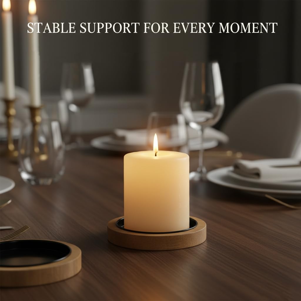 Acacia Wood Candle Holder Farmhouse Decor, 2-Pack Wooden Rustic Pillar Candle Stand for Table, Candlestick Holder for Table Centerpiece Decor, Holds Candles up to 3.35In Diameter