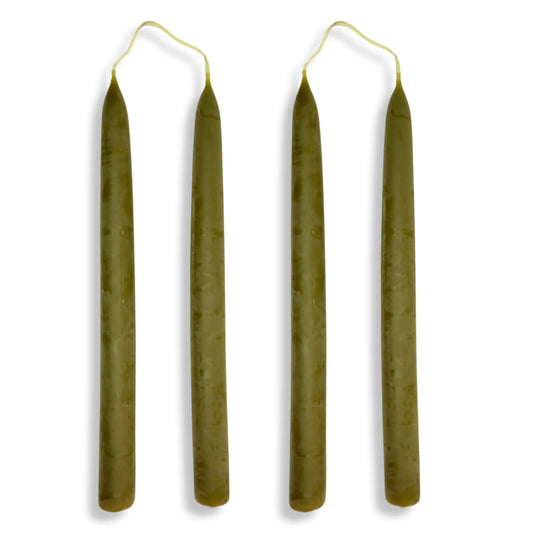 Candlestock Beeswax Taper Candles – Standard 7/8" Diameter, Pure 100% Natural USA Beeswax, Cotton Wick, Dripless, Long-Burning, Handmade in Woodstock, NY- 10 Inches - 2 Pairs (4 Candles) - Sage