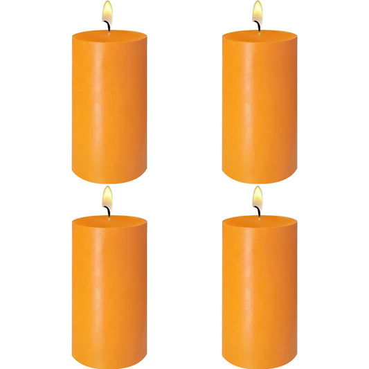 4-Pack 2x4 Inch Orange Pillar Candles – Unscented Dripless and Long Burning Candles, Good for Dinner Parties Fall Harvest Halloween Thanksgiving Home Décor