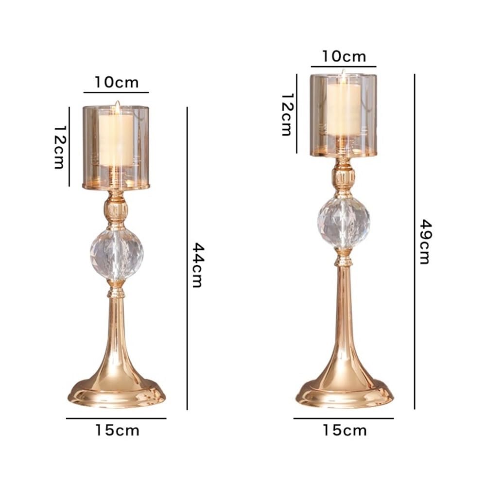 Candlestick Holders Light Luxury Metal Glass Tall Candlestick Candlelight Dinner Decoration Ornaments Candle Holders(Small)