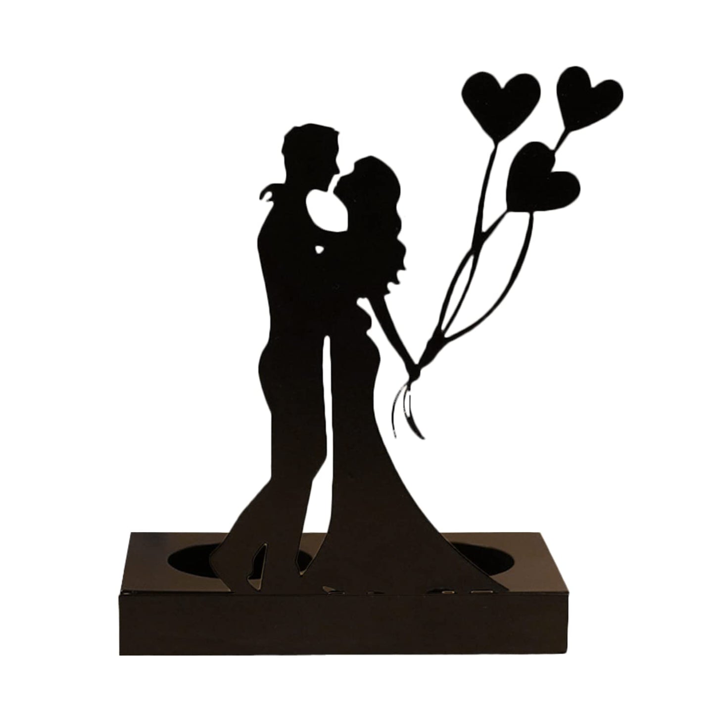 Handcrafted Iron Sculpture Candlestick Ornament, Romantic Couple Statue For Anniversaries, Decorative Modern Sculptures, Wedding Decoration Anniversary Ornament Figurine for Couples Valentine (B)