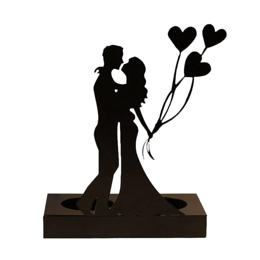 Handcrafted Iron Sculpture Candlestick Ornament, Romantic Couple Statue For Anniversaries, Decorative Modern Sculptures, Wedding Decoration Anniversary Ornament Figurine for Couples Valentine (B)