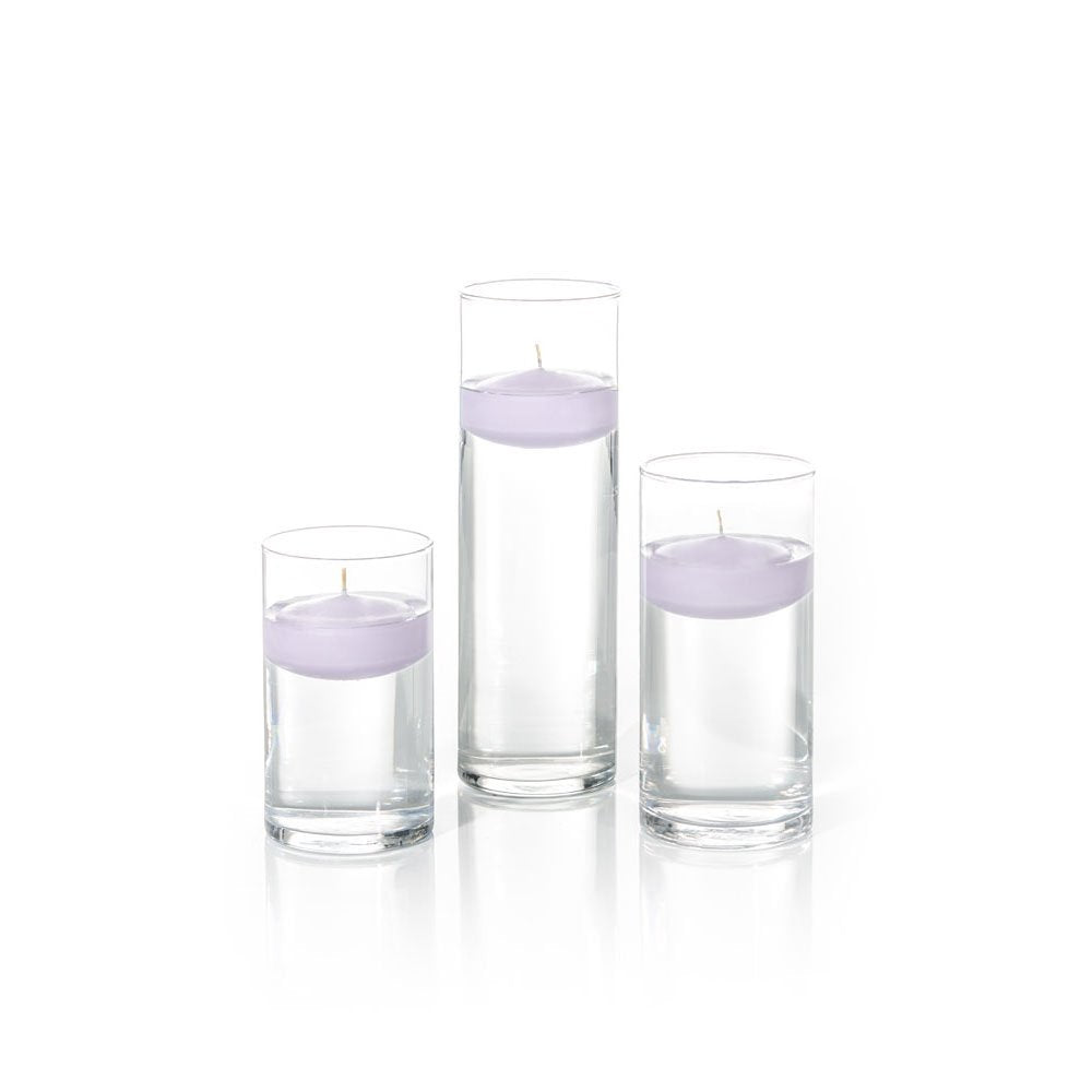 yummi Set of 18 Floating Candles and Cylinder Vases - Lavender