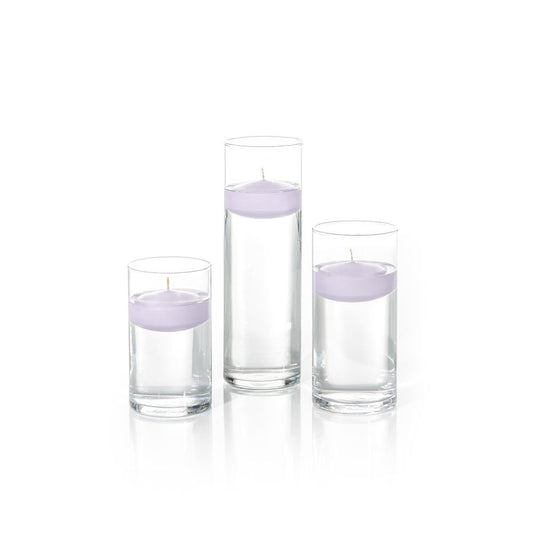 yummi Set of 18 Floating Candles and Cylinder Vases - Lavender