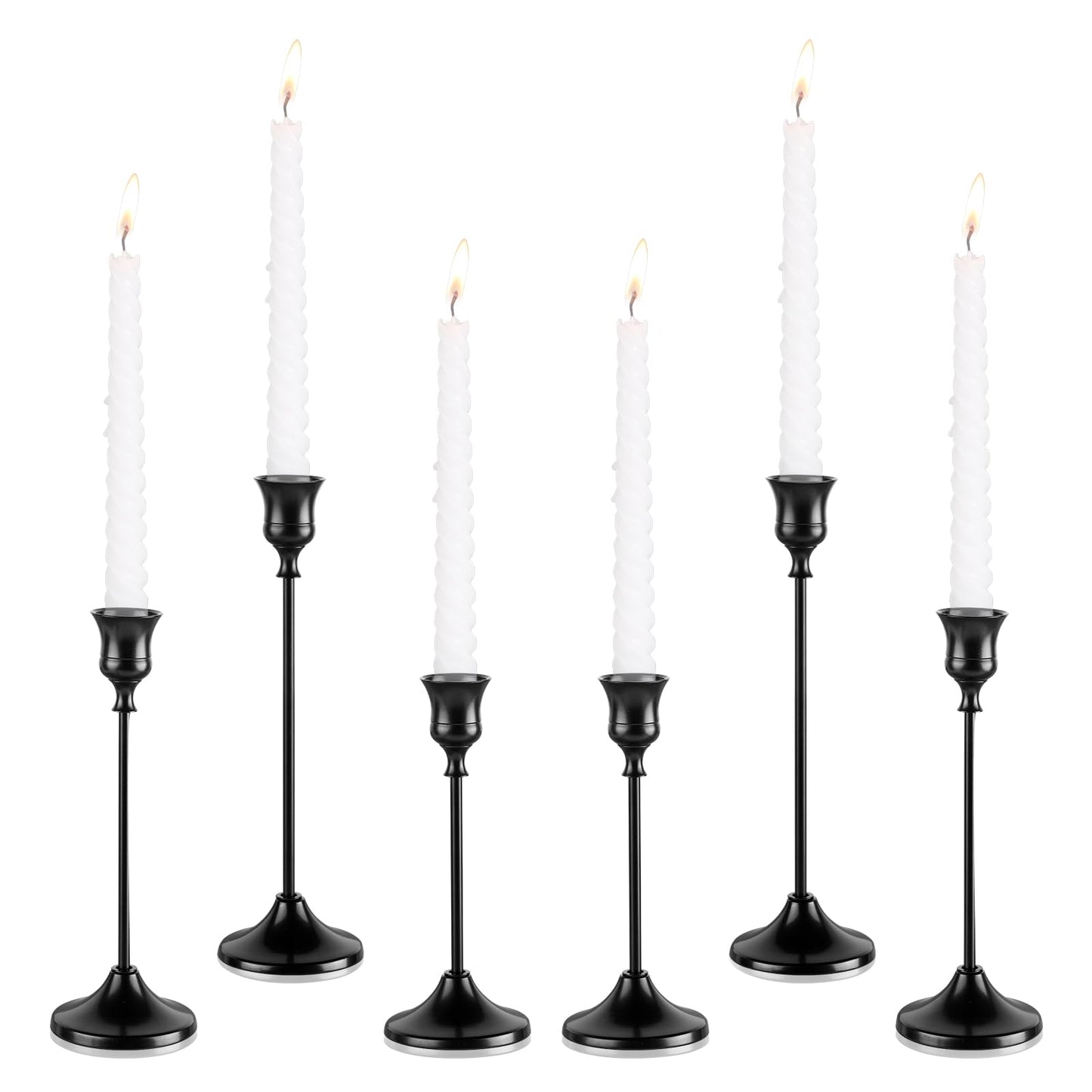 Tunyet Candlestick Holders, 6PCS Metal Taper Candle Holder, Black Candle Holders for Candlesticks, Candle Holder for Wedding Fireplace Mantel Housewarming Gift