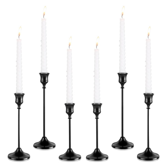 Tunyet Candlestick Holders, 6PCS Metal Taper Candle Holder, Black Candle Holders for Candlesticks, Candle Holder for Wedding Fireplace Mantel Housewarming Gift