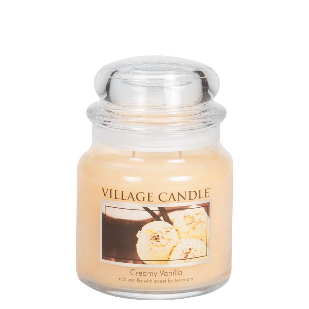Village Candle Creamy Vanilla 16 oz Glass Jar Scented Candle, Medium