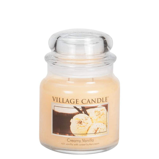 Village Candle Creamy Vanilla 16 oz Glass Jar Scented Candle, Medium
