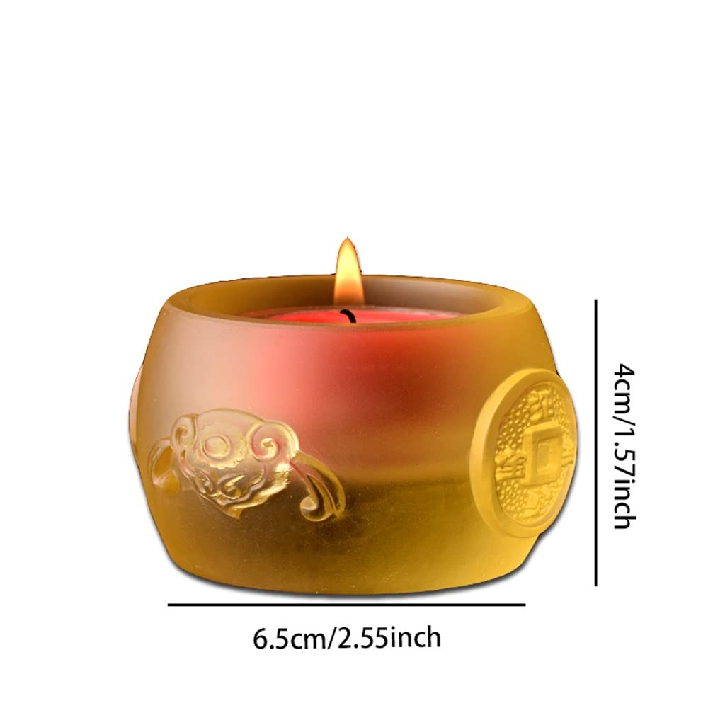 Candle Holder Glazed Lotus Lucky Candlestick Oil Lamp Base Decoration Suitable for Dinner Living Room Kitchen Restaurant Decorate Candlestick