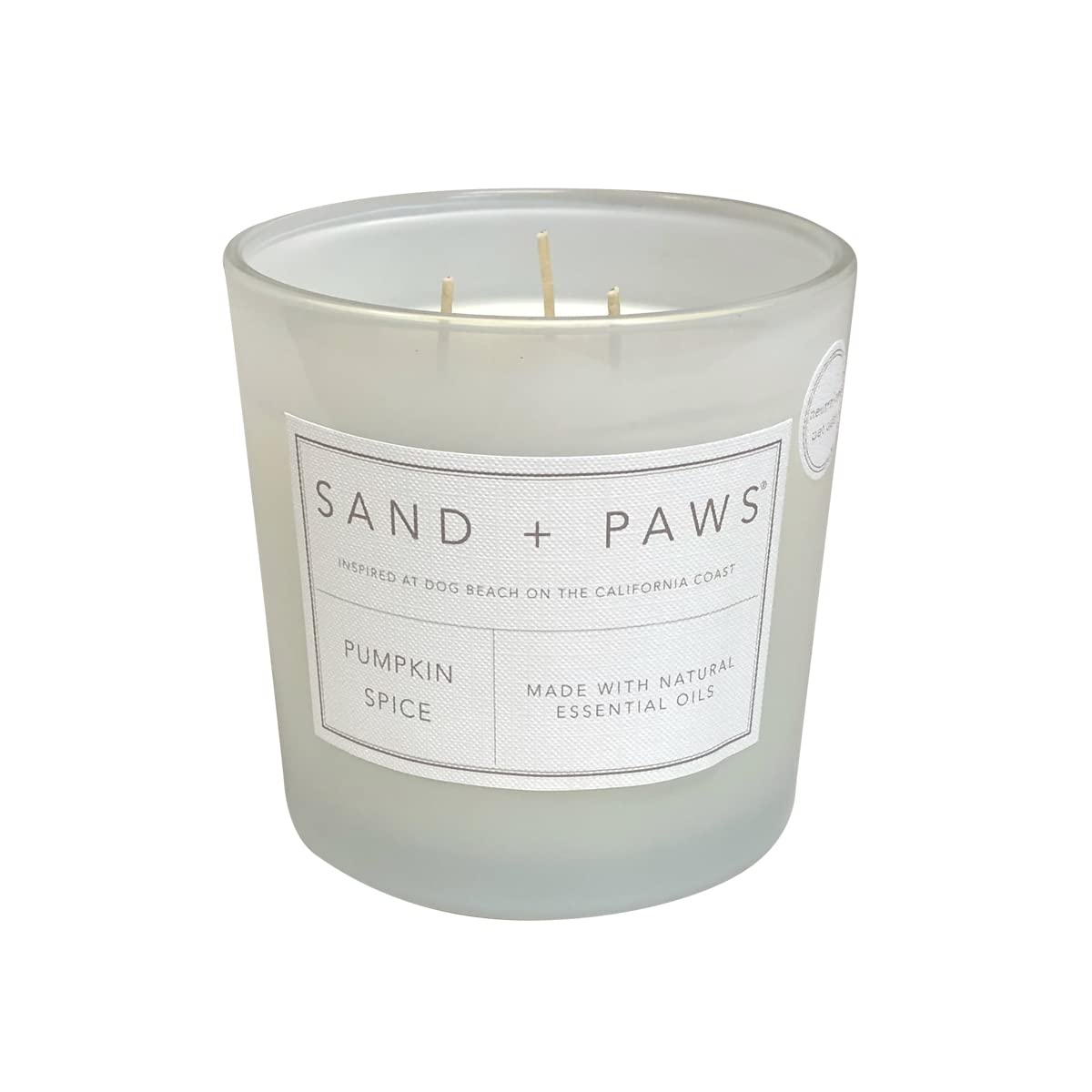 Sand + Paws Scented Candle - Pumpkin Spice - Additional Scents and Sizes –Luxurious Air Freshening Jar Candles Neutralize pet Odors and Enhance Home décor – 100% Cotton Lead-Free Wicks - 21 oz