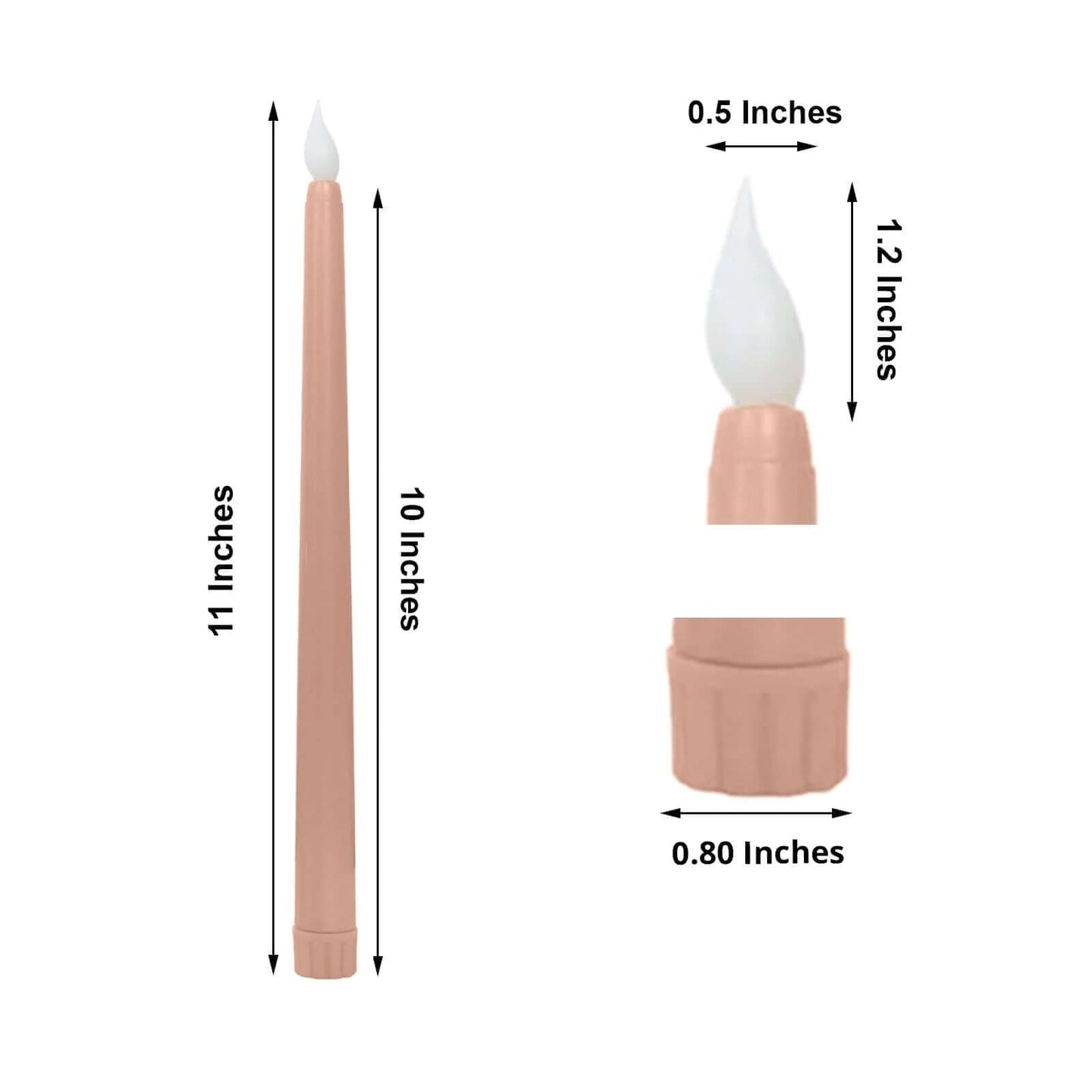 Efavormart 8 Pack Mixed Natural Flameless LED Taper Candles, 11" Flickering Battery Operated Candles for Elegant Wedding Reception & Home Ambiance